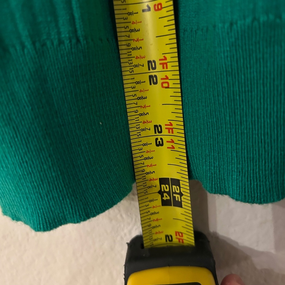 &merci Emerald Green Ribbed Knit Sweater Ruffle Puff Sleeve Boutique Medium - Picture 7 of 10